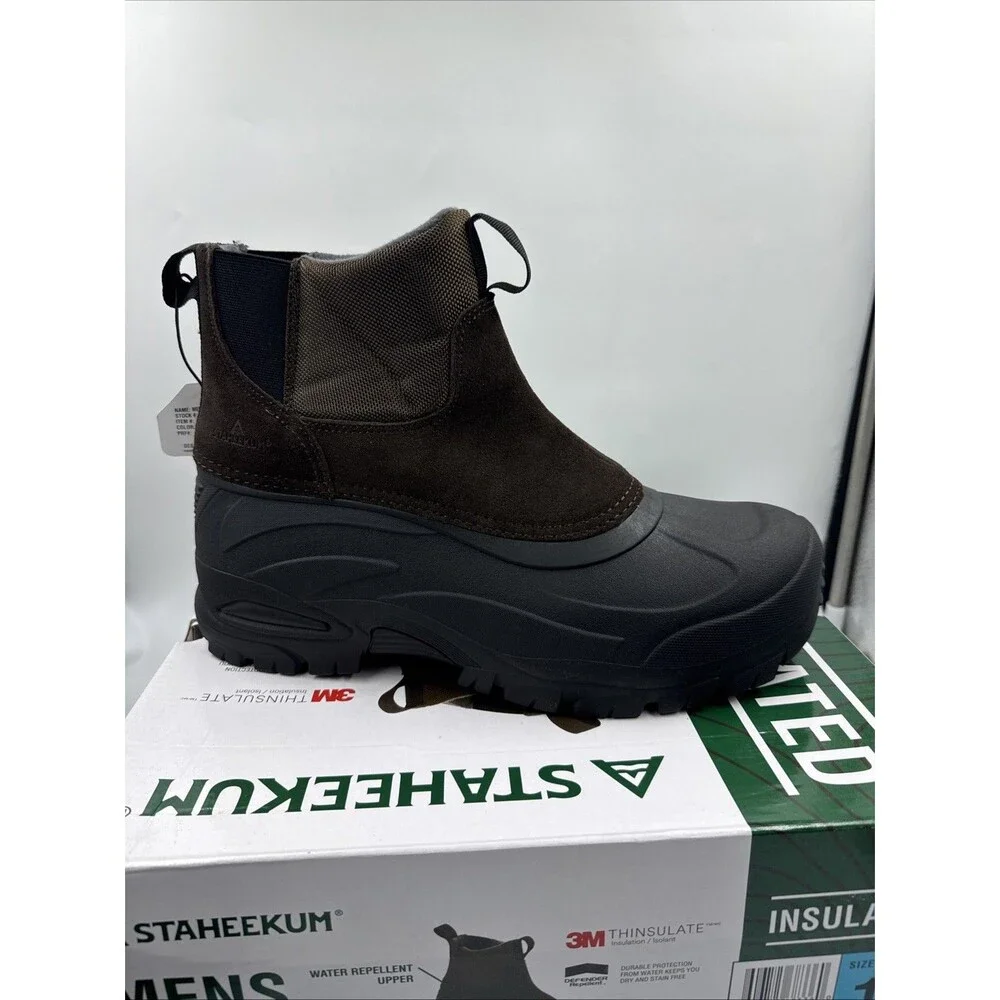 Staheekum Men's Waterproof Insulated Winter Snow Lace Up Boots Brown SIZE 12